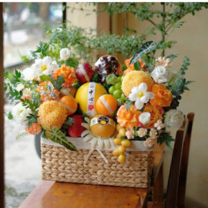 GOLDEN BLOOM SYMPHONY FRUIT BASKET / GIỎ LỤC BÌNH TONE CAM